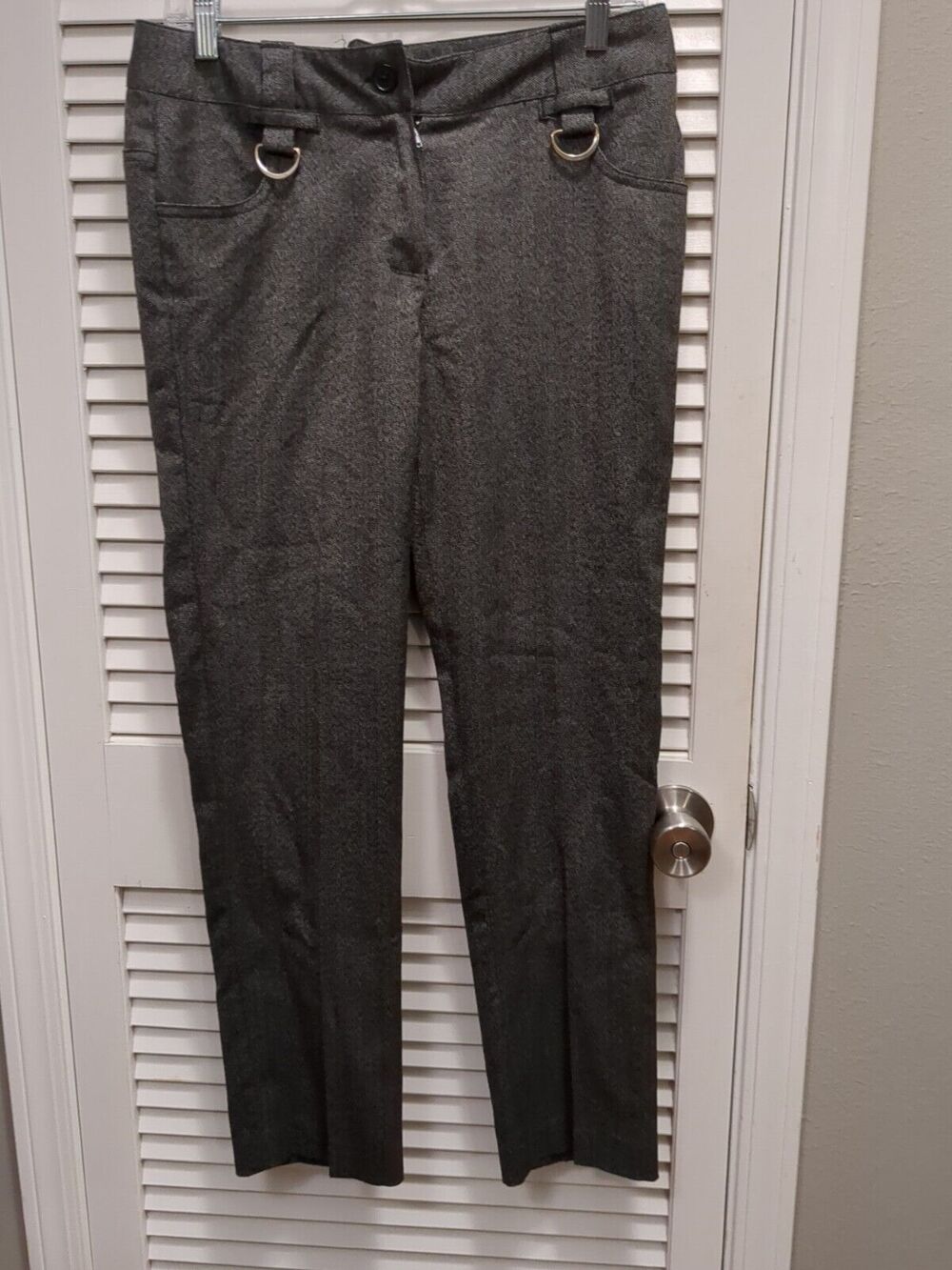 Larry Levine Petite Stretch Career Pants Slacks Gray 33" x 28" Women's Size 8P